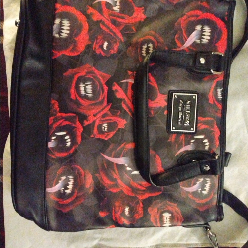 Killstar Black and Red Rose Tote Bag